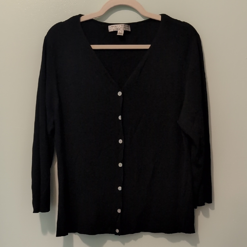 Carolyn Taylor Black Button-Up Cardigan